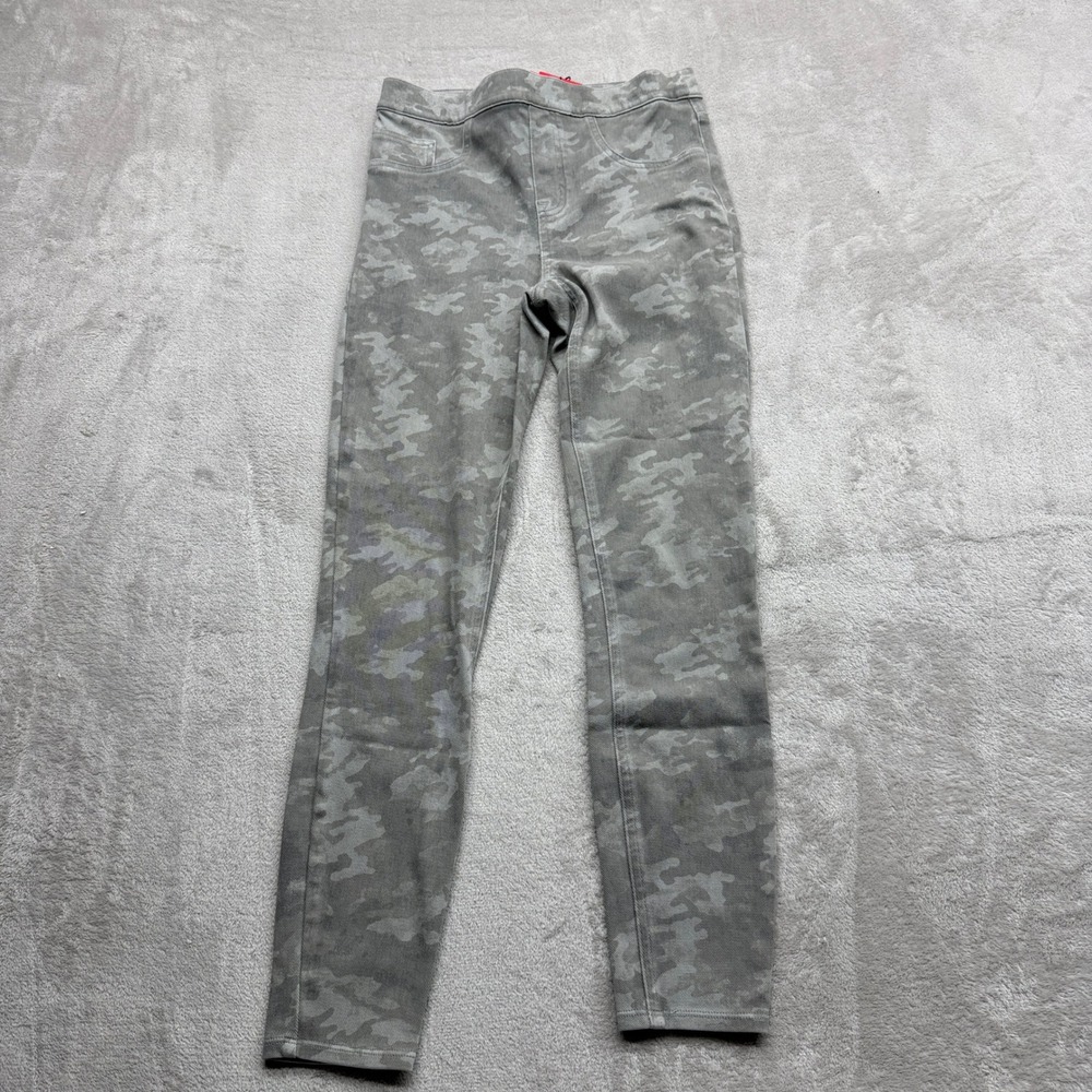 Spanx Jean-ish Leggings Womens Medium Stone Wash Grey Camo Ankle Sculpt Pull On